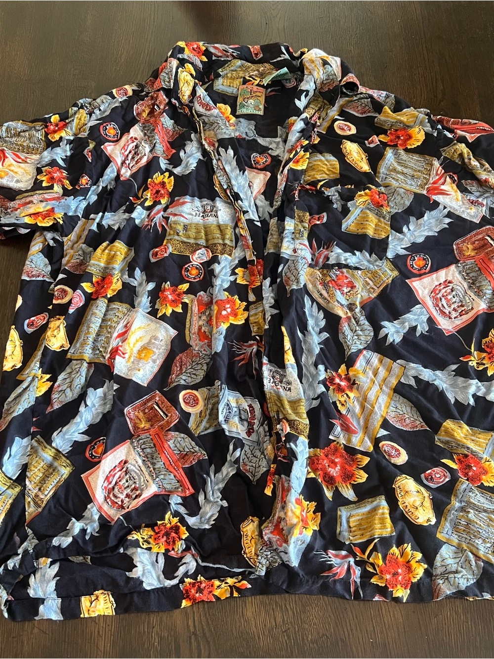 Vintage Everest Collection Men’s XL Rayon Havana Cigar AOP Camp Shirt 90s